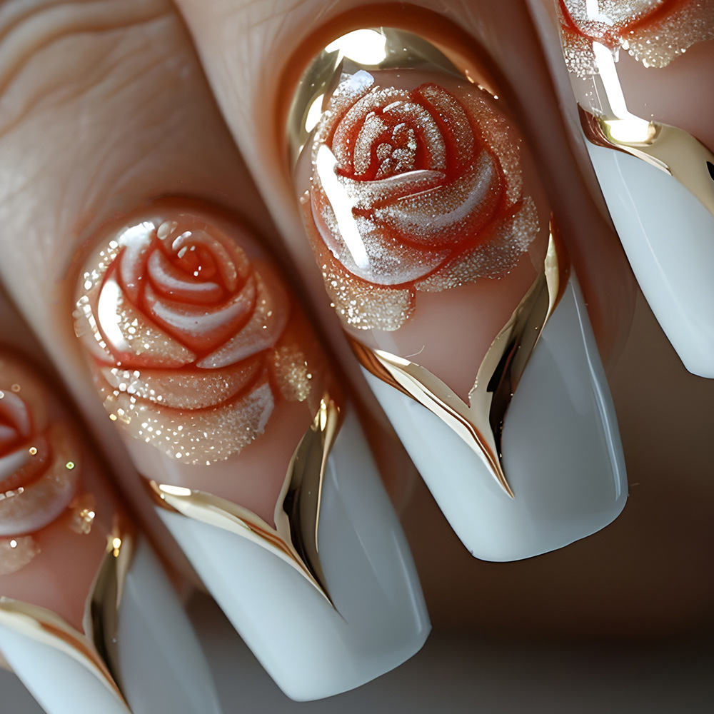 Nail Art Full Color - White French Tip Press on Nails