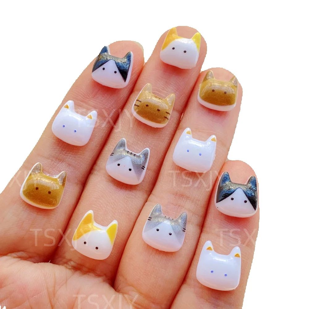 Nail Art Motif - 50pcs Cute Mini Cartoon Animal Kitten