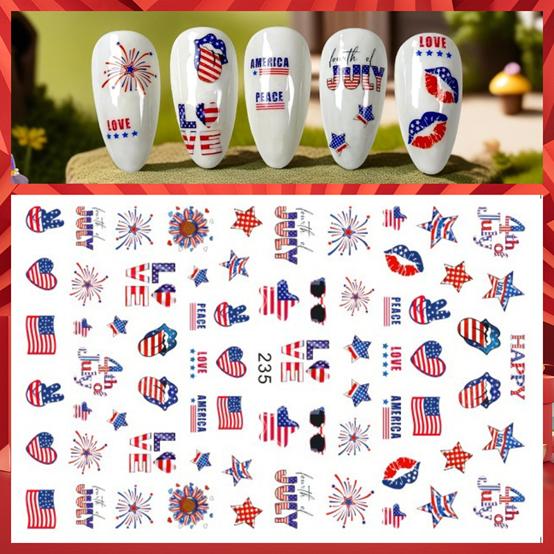 Nail Art France - 1Sheet 4th of July Nail Stickers