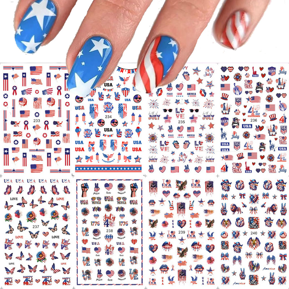 Nail Art France - 1Pcs 3D Independence Day USA Flags