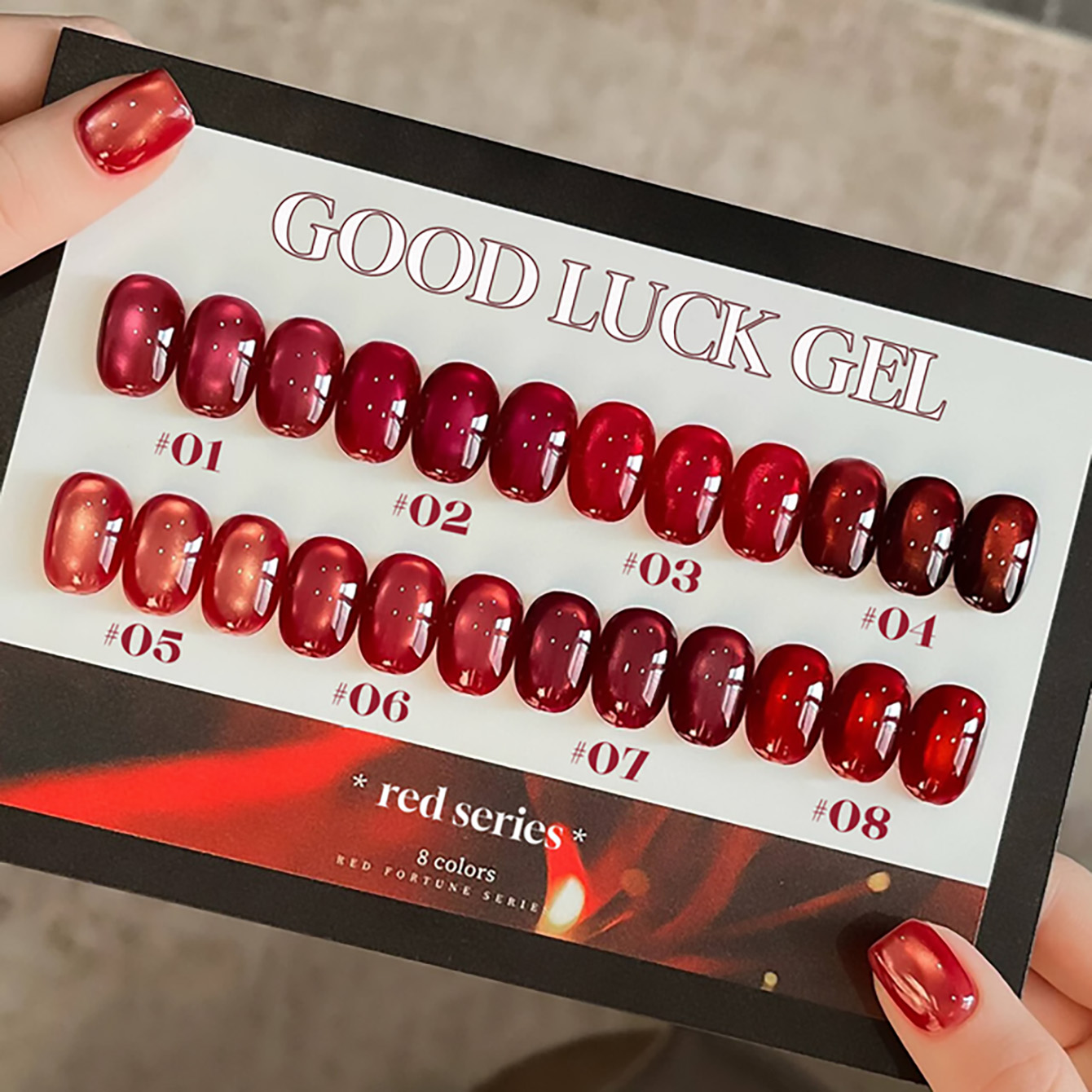 Nail Art Red Wine Cat Eye - 1pcs PSK 2026 New Year Fortune