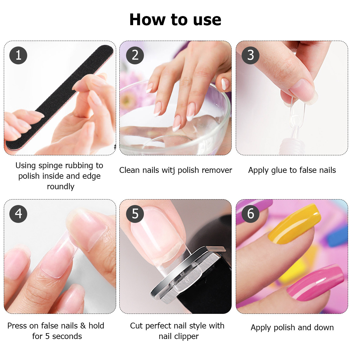 Nail Art Natural Simple - 600Pcs False Nails Natural Color Simple