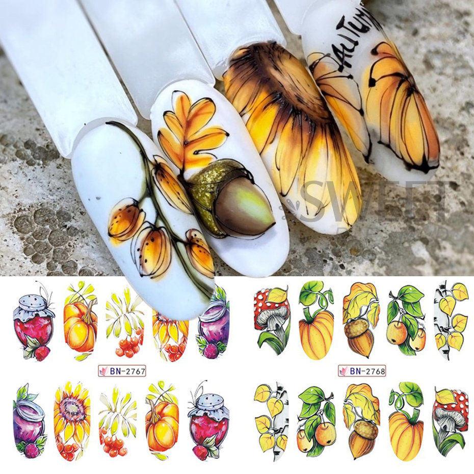 12pcs Autumn Nail Stickers Car - đánh giá và giá Nail Art France
