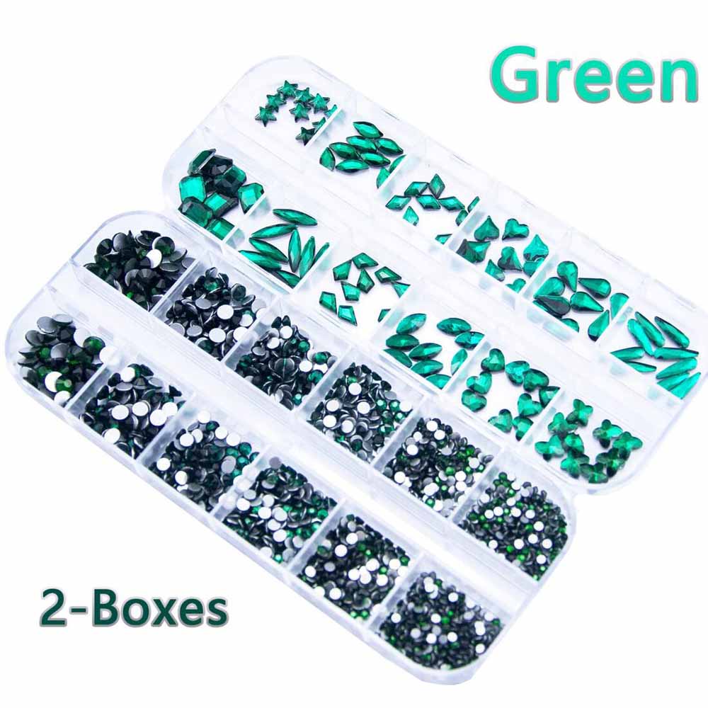 2Boxes Emerald Green Nail Rhin - đánh giá và giá Nail Art Emerald Green