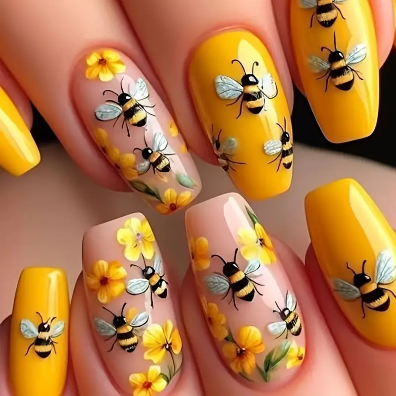 24pcs/set Medium long fake nai - đánh giá và giá Nail Art Flower