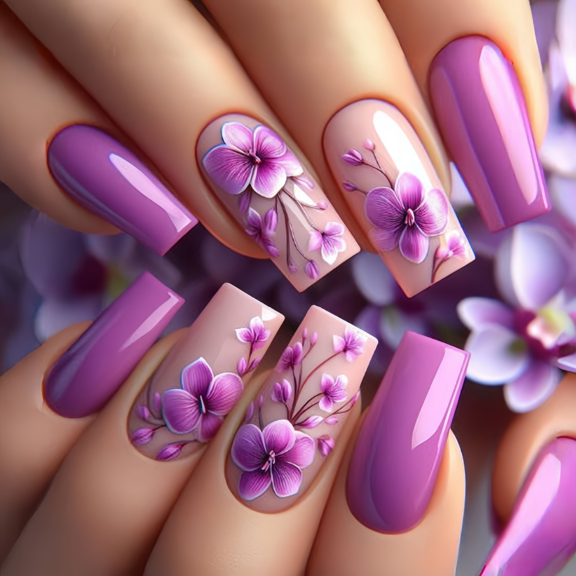 24pcs/set Medium long fake nai - đánh giá và giá Nail Art Flower