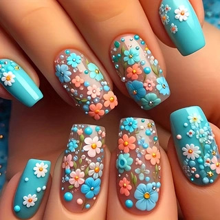 24pcs/set Medium long fake nai - đánh giá và giá Nail Art Flower