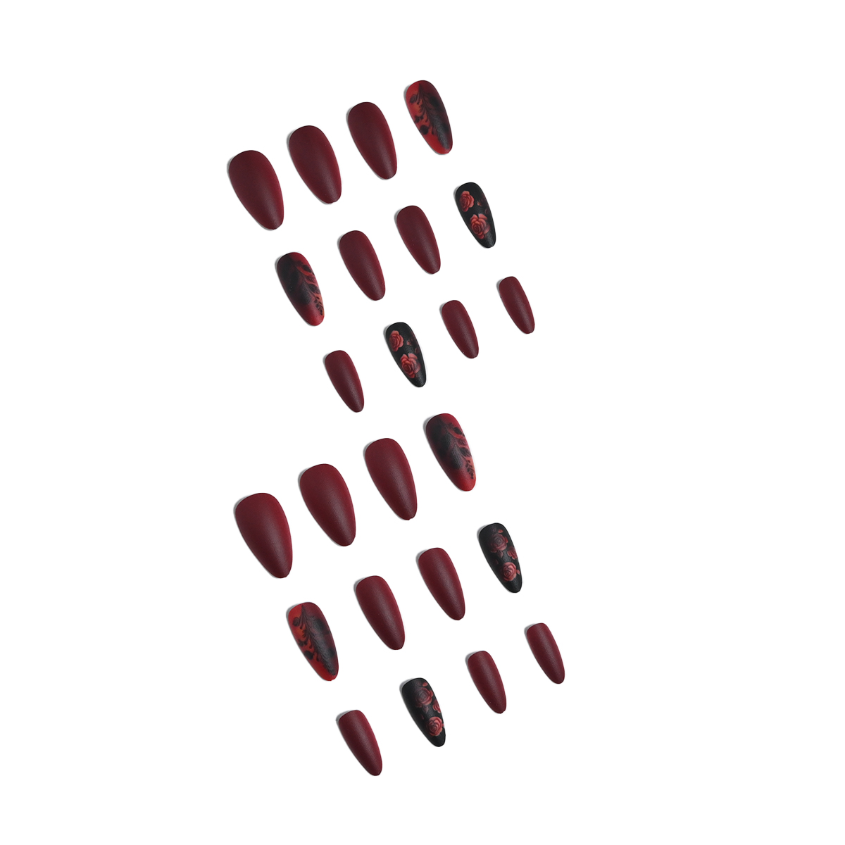 24 pieces of long almond-shape - đánh giá và giá Nail Art Red