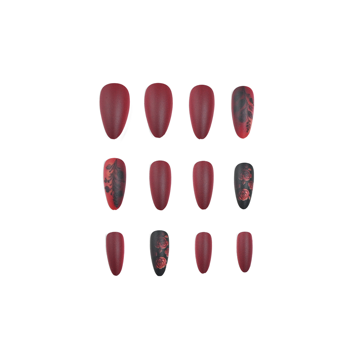 24 pieces of long almond-shape - đánh giá và giá Nail Art Red