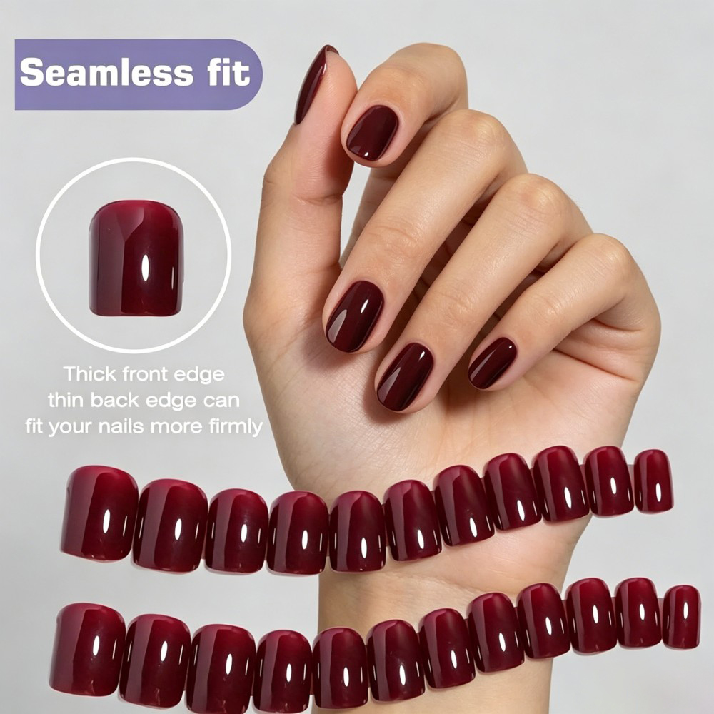 24Pcs Set of Wine-Red Cat-Eye  - đánh giá và giá Nail Art Red Wine Cat Eye