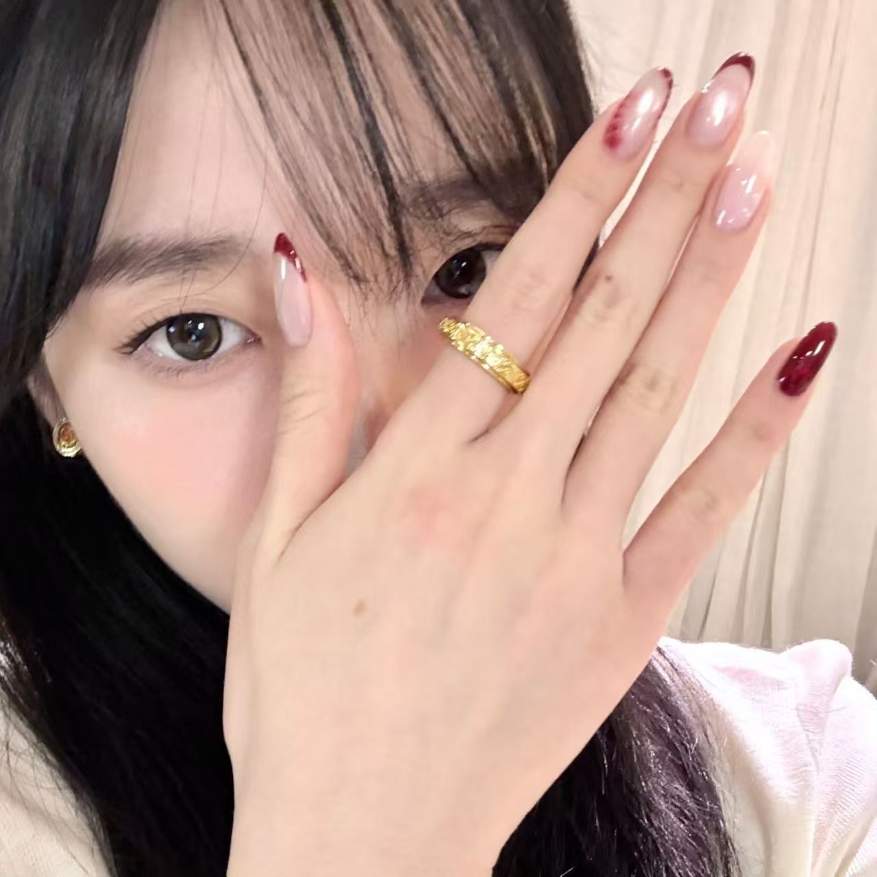 10pcs Handmade Oval Press On N - đánh giá và giá Nail Art Red Wine Cat Eye