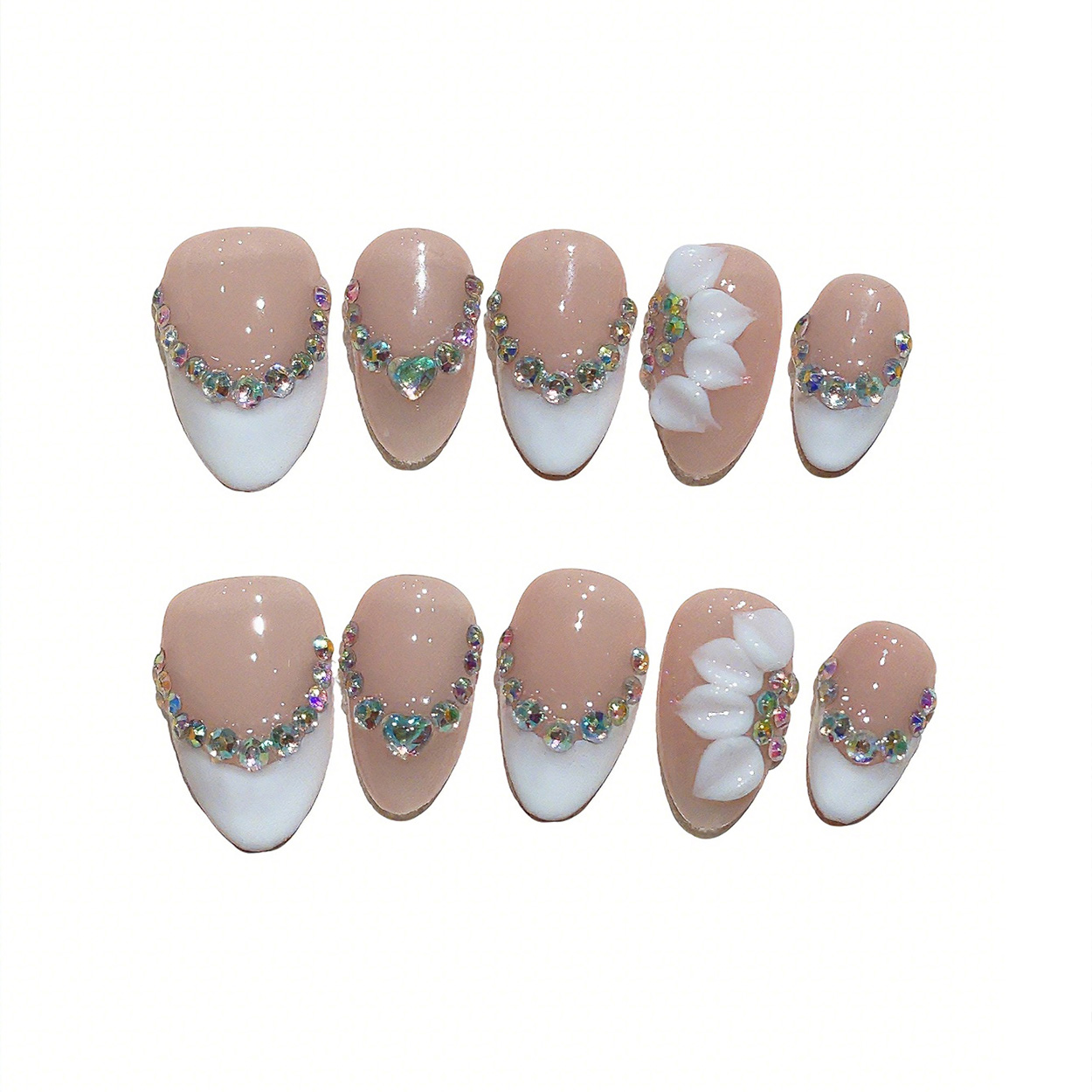 10pcs Short Almond Handmade Pr - đánh giá và giá Nail Art Flower