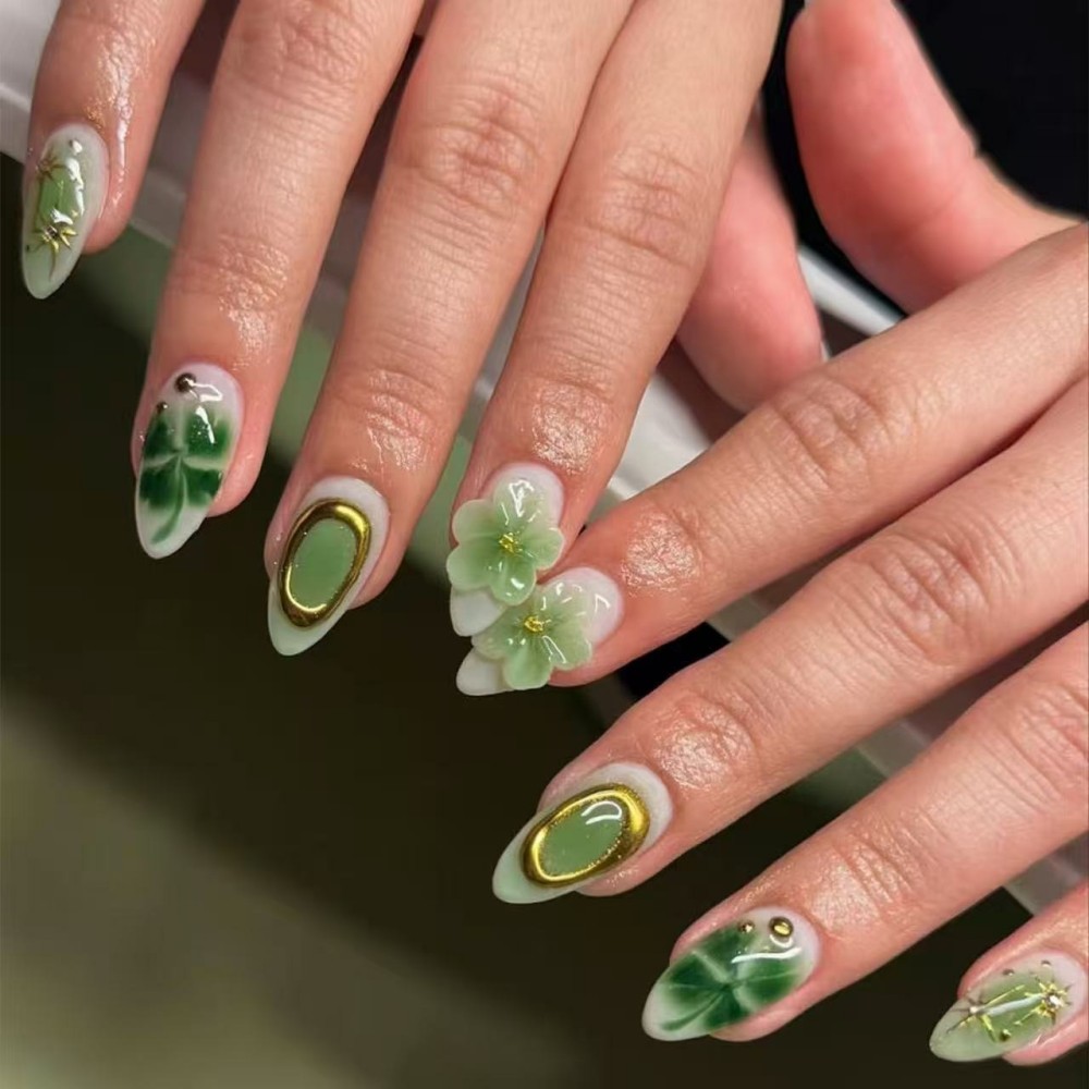 24PCS Luxury Emerald Green Flo - đánh giá và giá Nail Art Flower