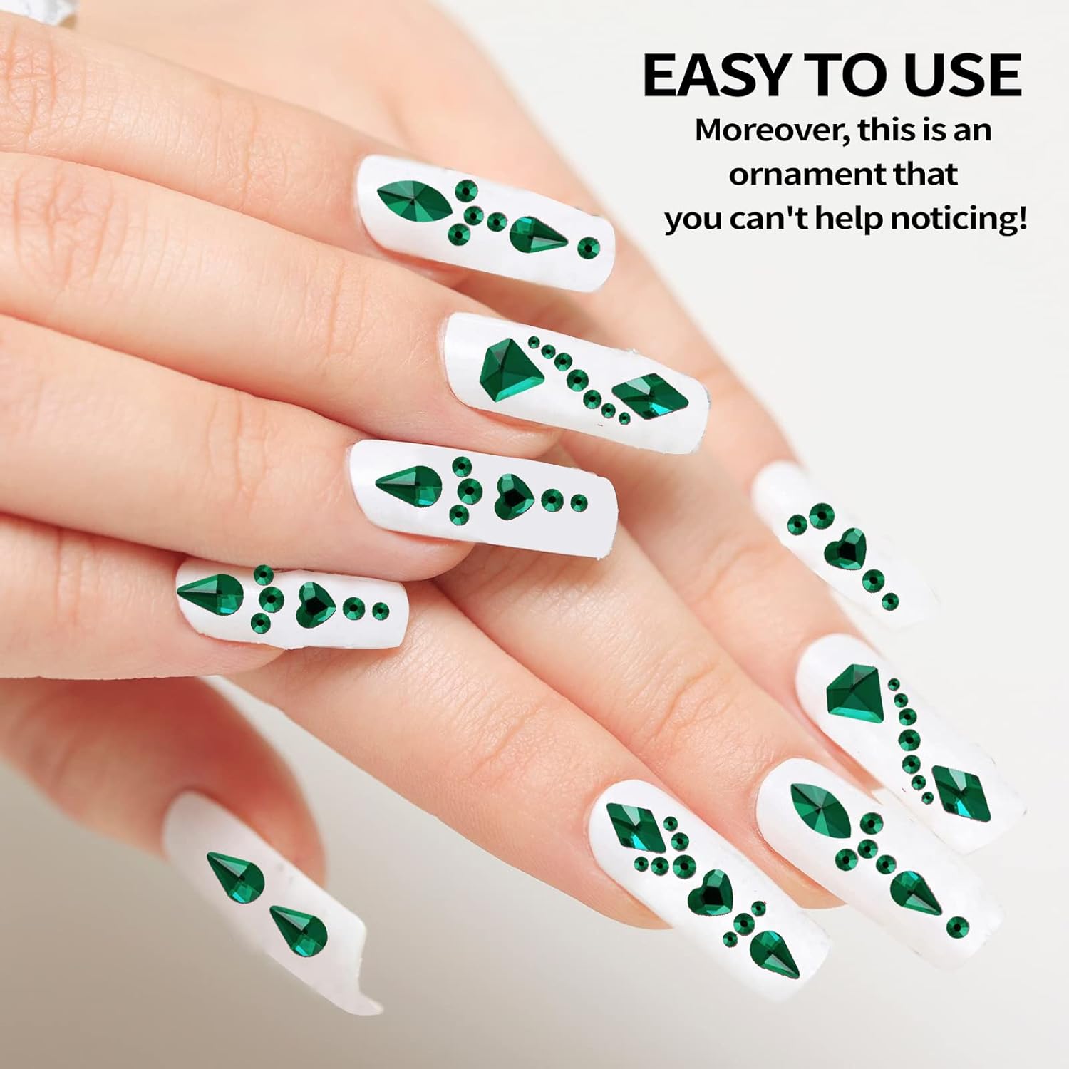 12 Grids Emerald Flatback Nail - đánh giá và giá Nail Art Emerald Green