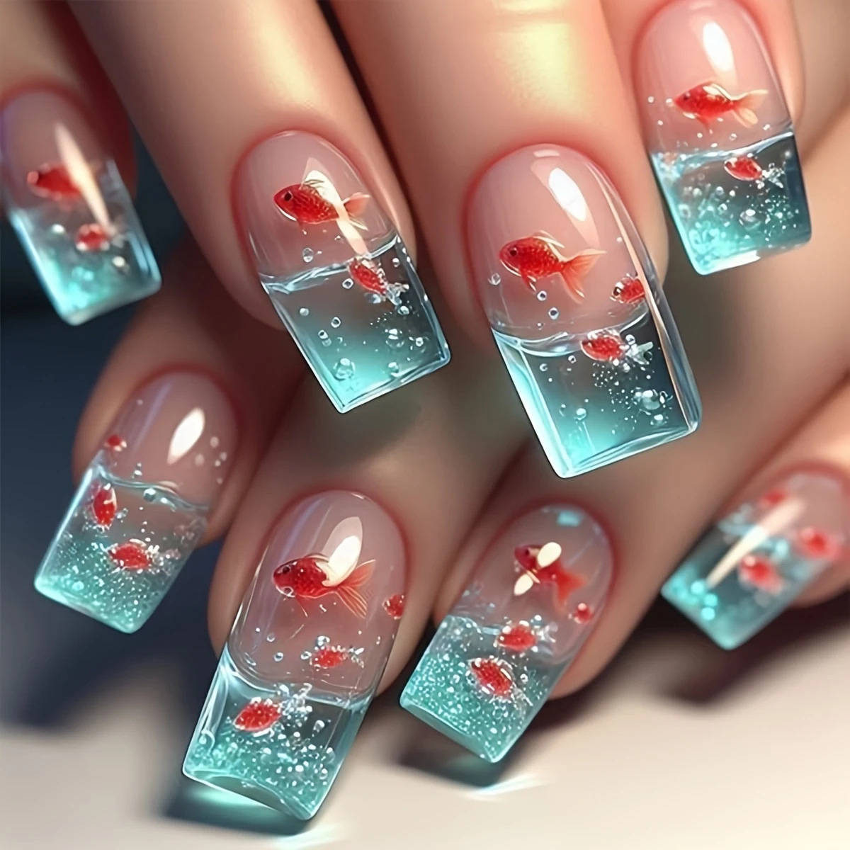 Medium long Square fake nails  - đánh giá và giá Nail Art Red