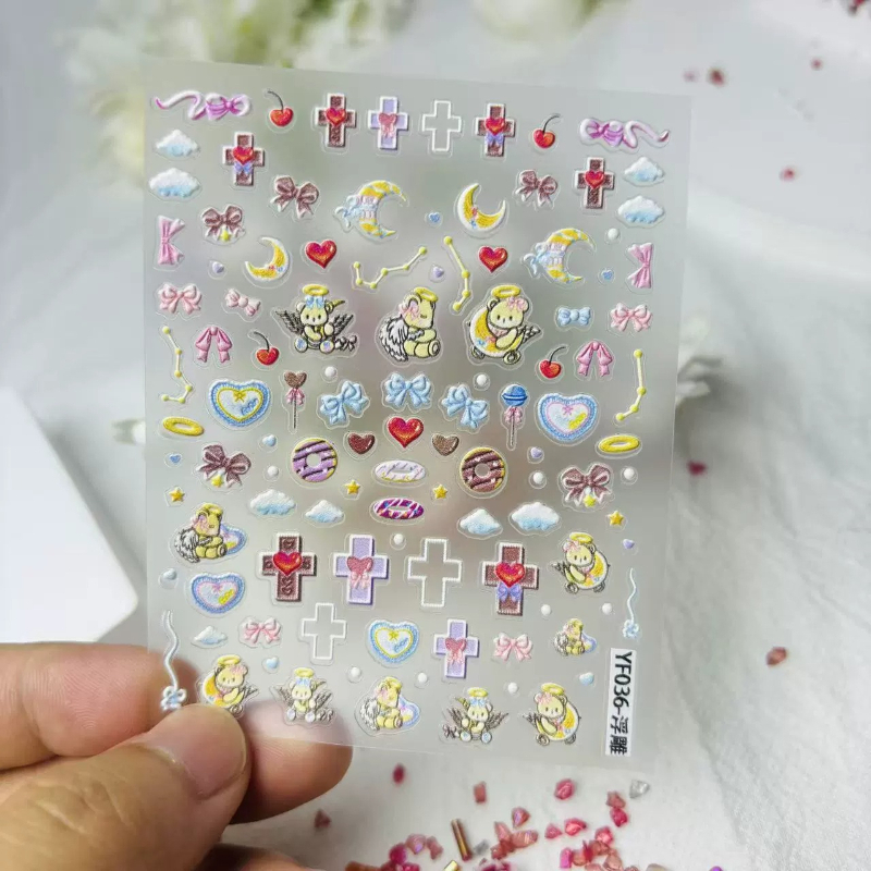 Cute Angel Bear Cartoon 3D Rel - đánh giá và giá Nail Art Motif