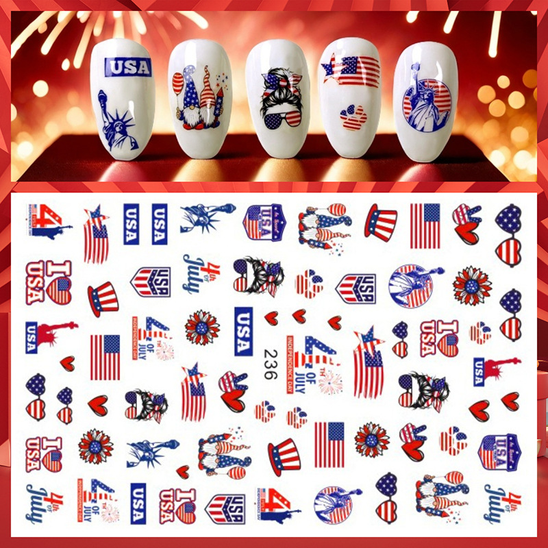 1Sheet 4th of July Nail Sticke - đánh giá và giá Nail Art France