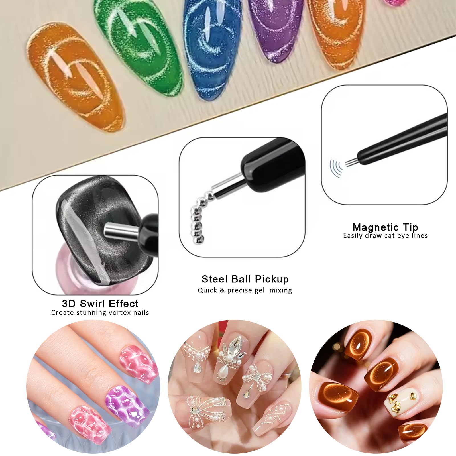 11Pcs Cat Eye Nail Art Magnet  - đánh giá và giá Nail Art Full Color