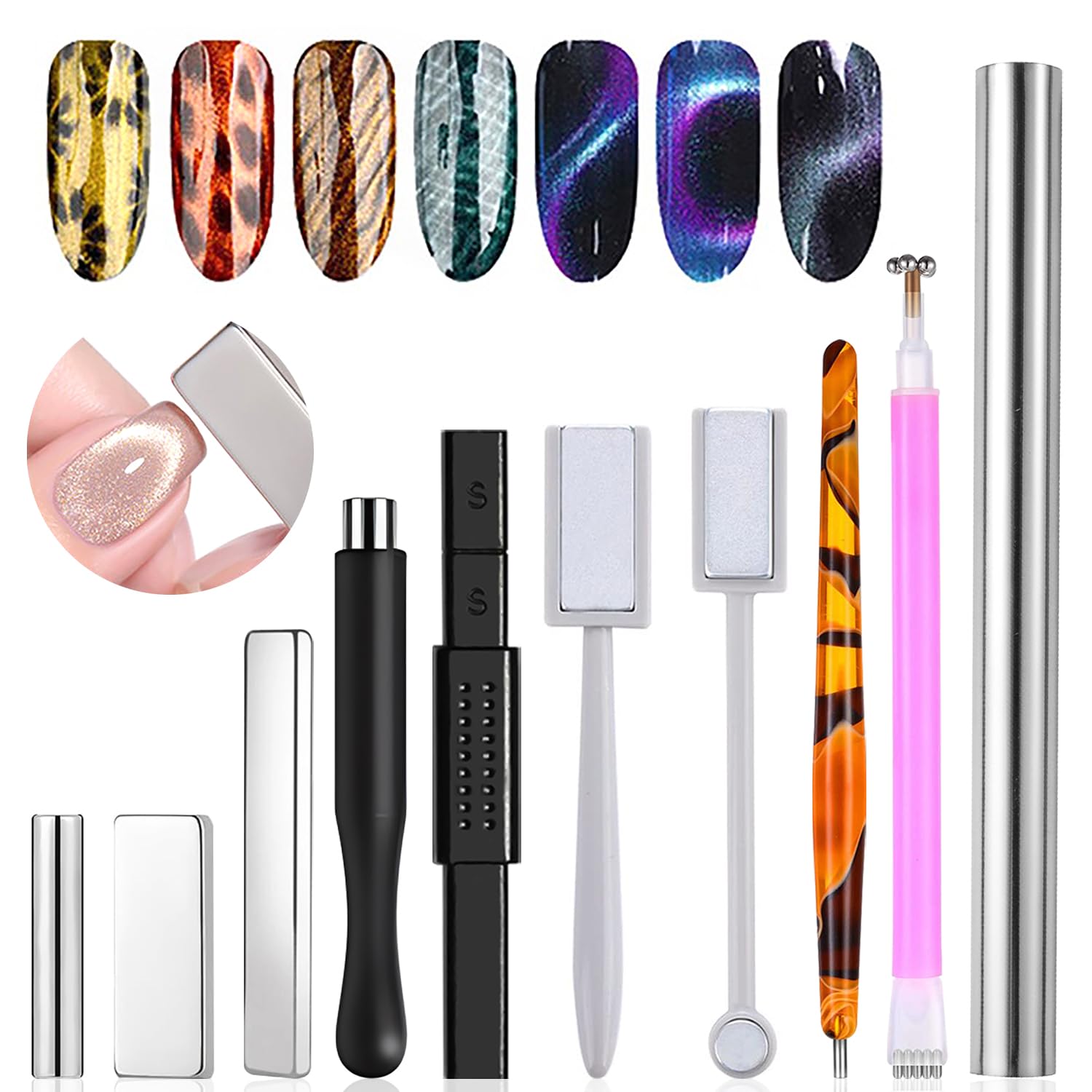 10Pcs Cat Eye Magnet Set Nail  - đánh giá và giá Nail Art Full Color