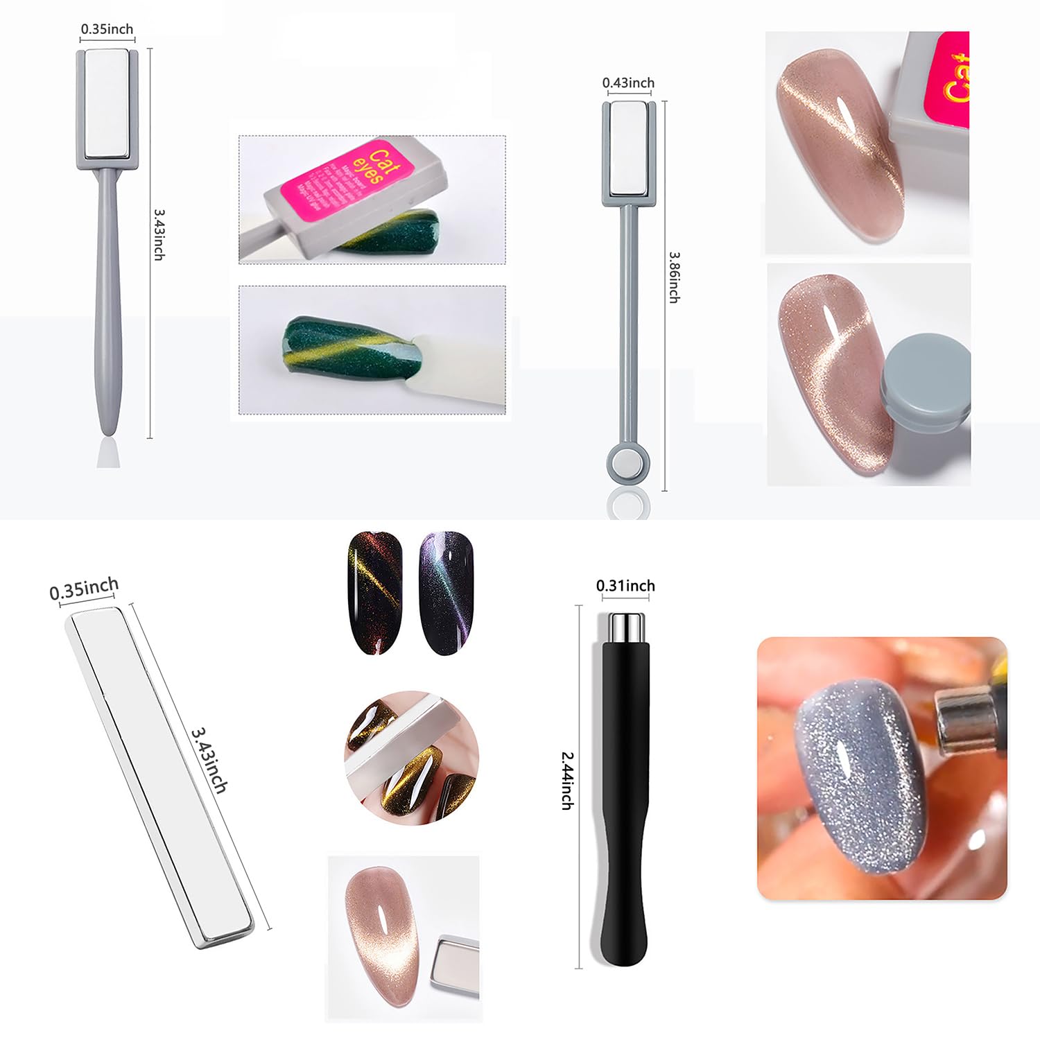 10Pcs Cat Eye Magnet Set Nail  - đánh giá và giá Nail Art Full Color