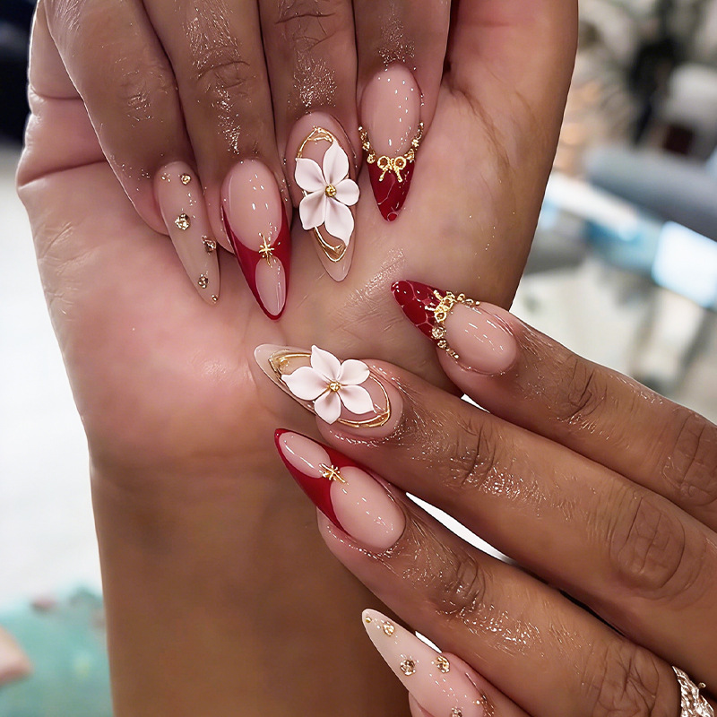 24pcs Finished Almond Press on - đánh giá và giá Nail Art Flower