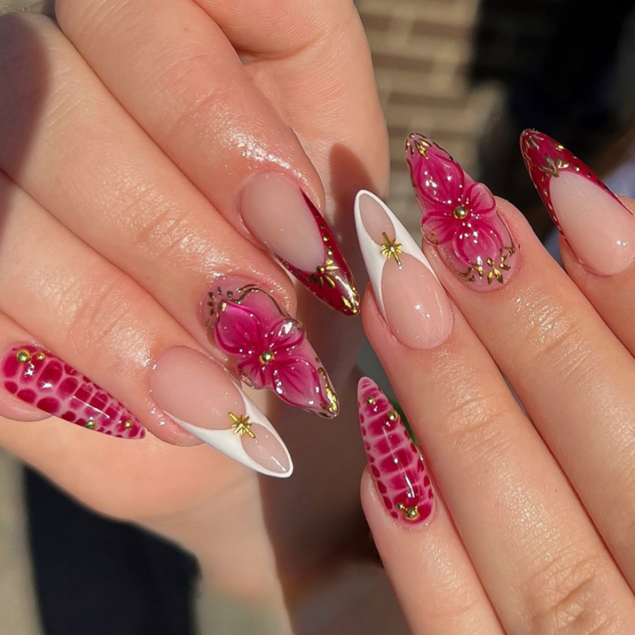 24pcs Finished Almond Press on - đánh giá và giá Nail Art Flower