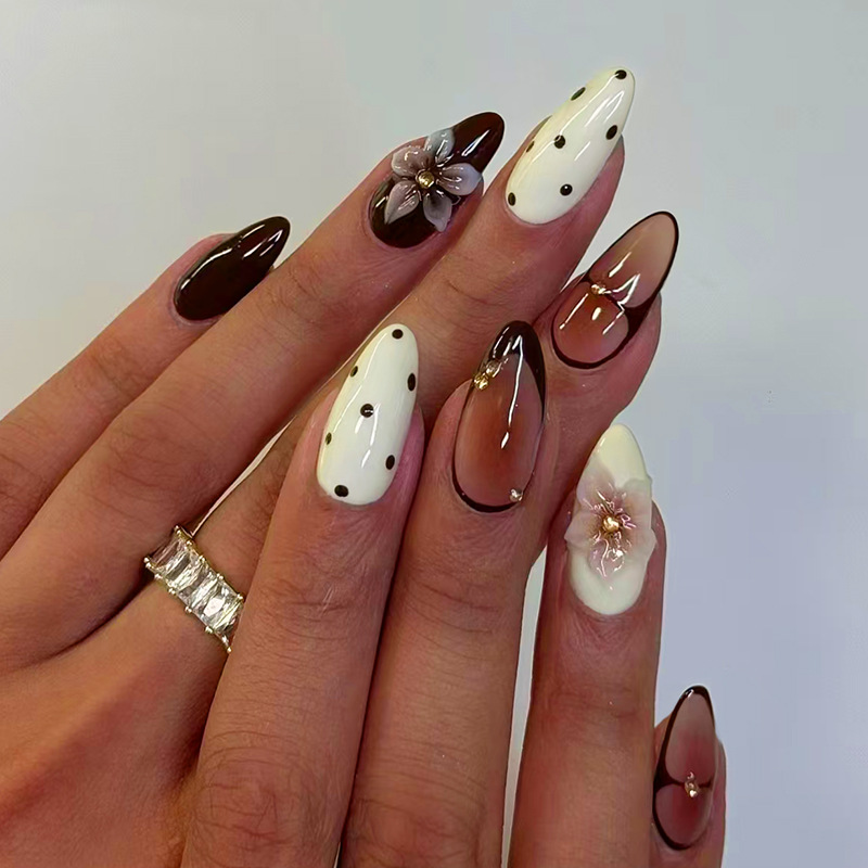 24pcs Finished Almond Press on - đánh giá và giá Nail Art Flower
