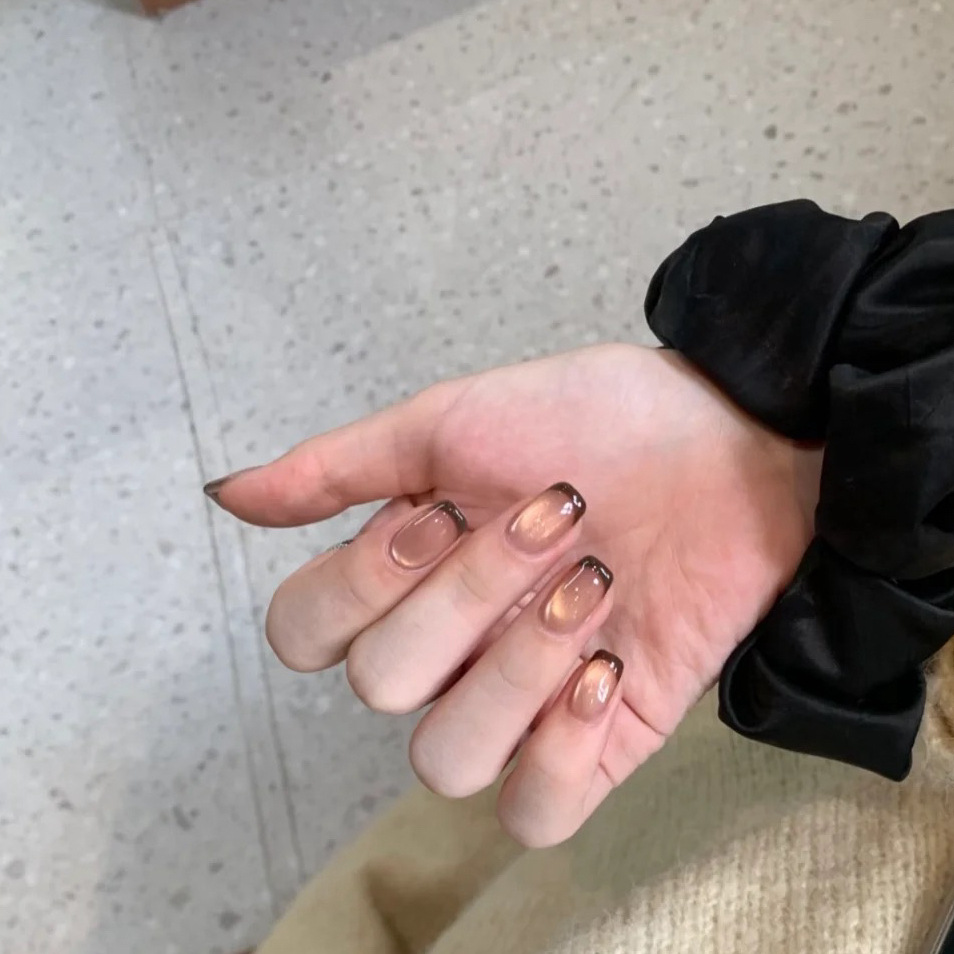 10pcs Short French Press on Na - đánh giá và giá Nail Art Red Wine Cat Eye