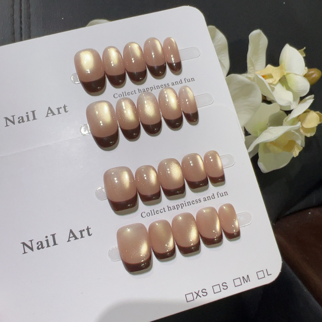 10pcs Short French Press on Na - đánh giá và giá Nail Art Red Wine Cat Eye