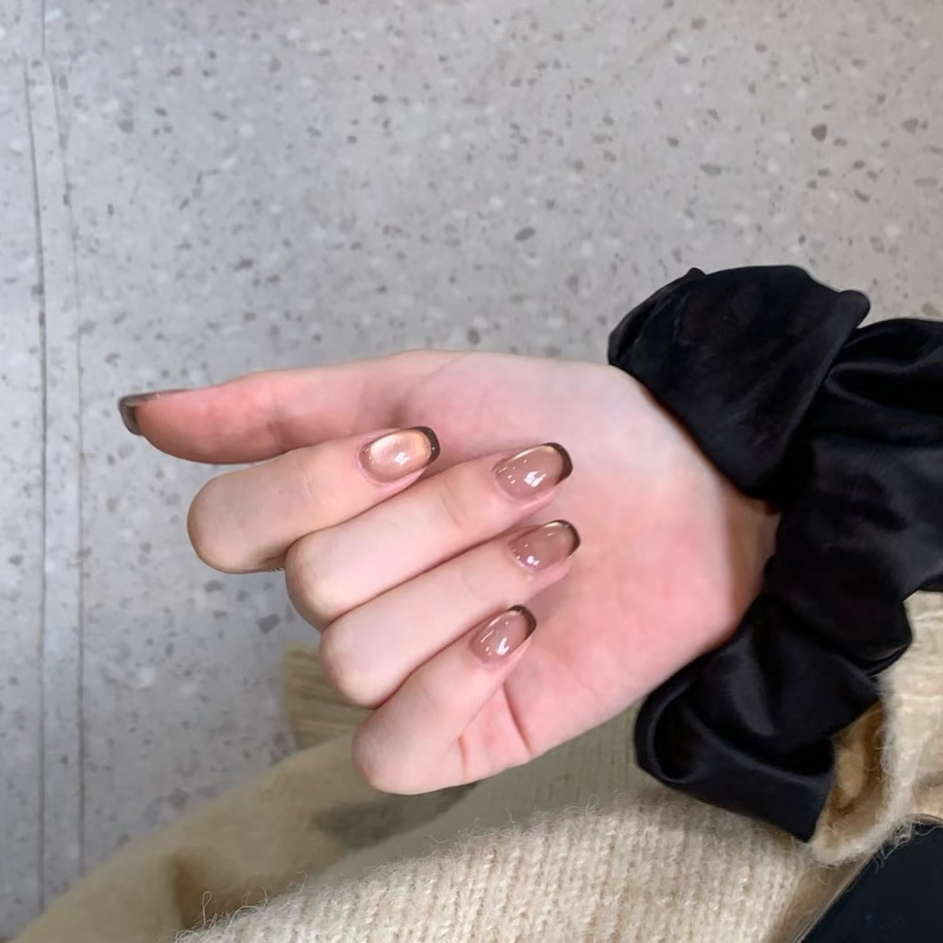 10pcs Short French Press on Na - đánh giá và giá Nail Art Red Wine Cat Eye