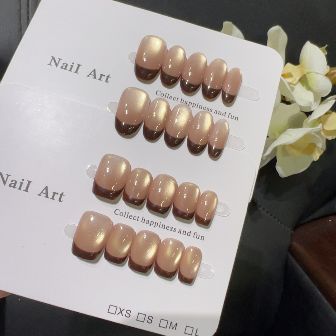 10pcs Short French Press on Na - đánh giá và giá Nail Art Red Wine Cat Eye