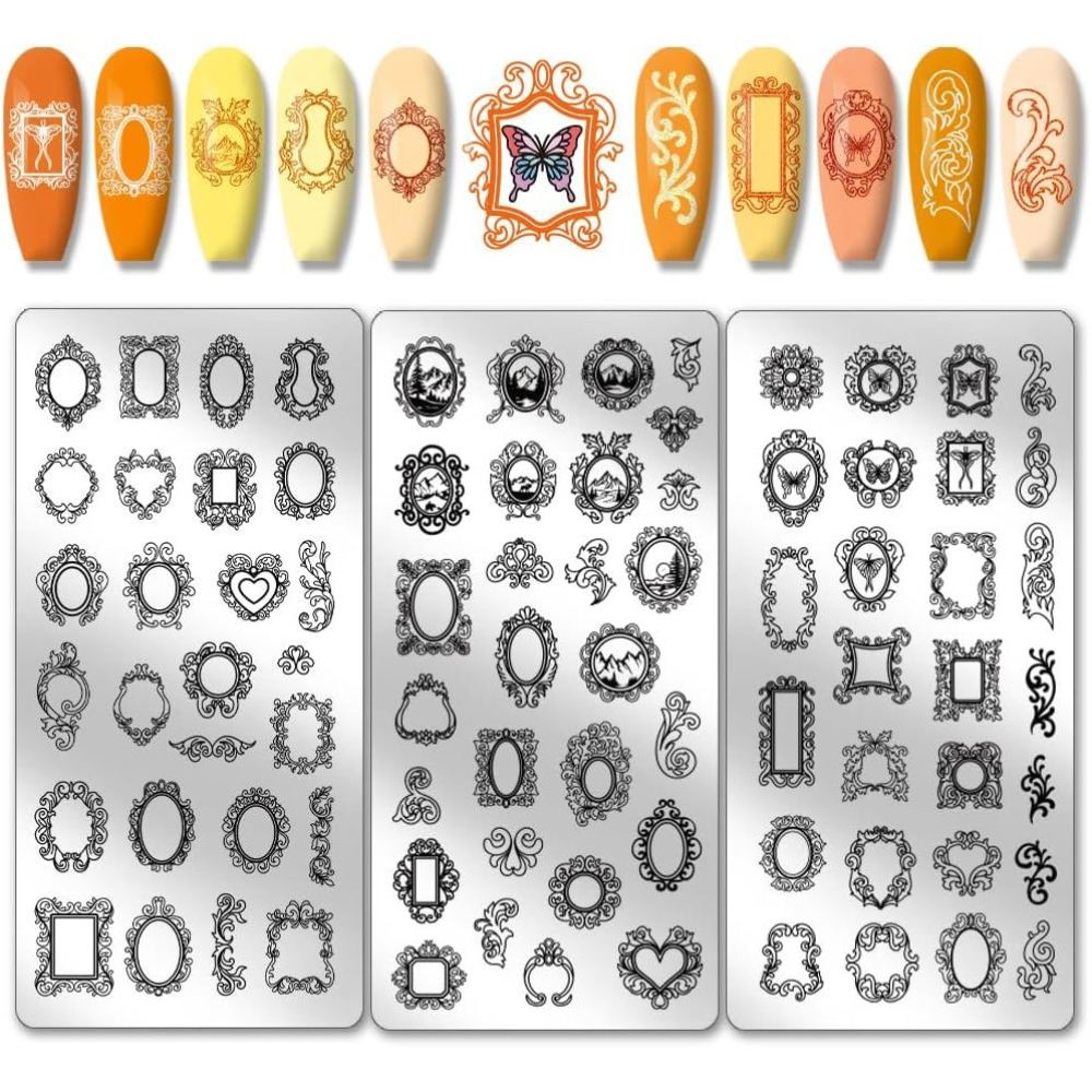 3pcs Vintage Picture Frame Nai - đánh giá và giá Nail Art Motif