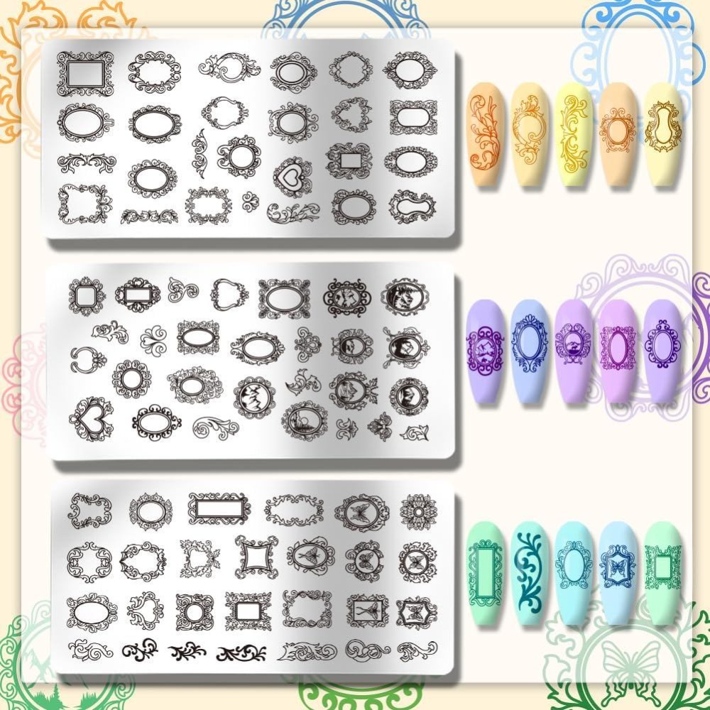 3pcs Vintage Picture Frame Nai - đánh giá và giá Nail Art Motif