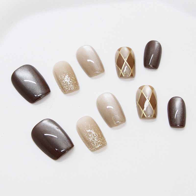 10 Pcs Women Wine Red Handmade - đánh giá và giá Nail Art Red Wine Cat Eye