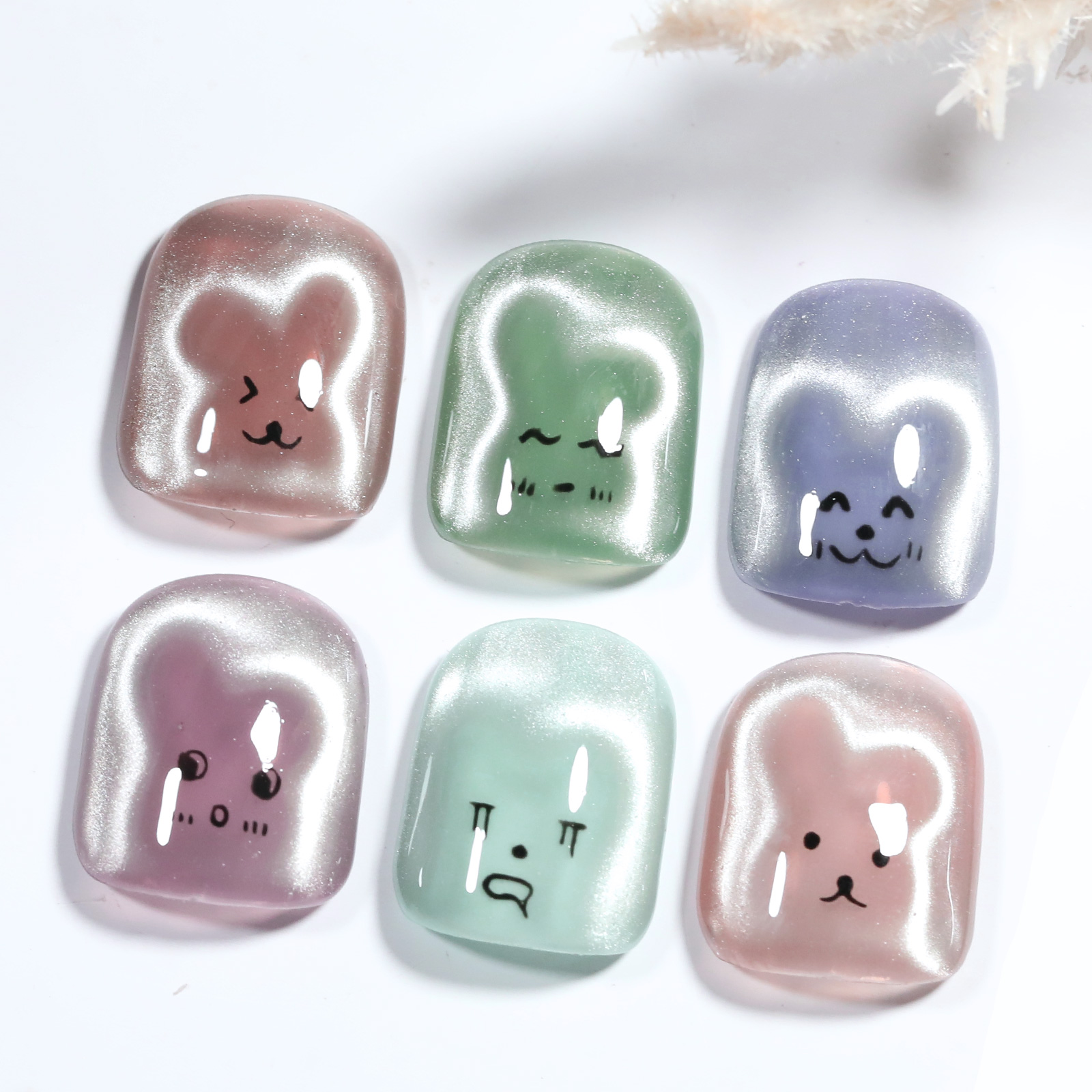 1/2/4pcs Rabbit Bear Heart Sha - đánh giá và giá Nail Art Full Color