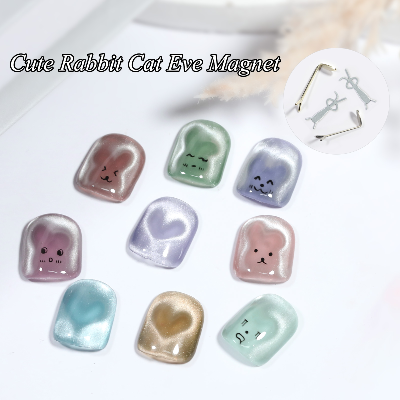 1/2/4pcs Rabbit Bear Heart Sha - đánh giá và giá Nail Art Full Color
