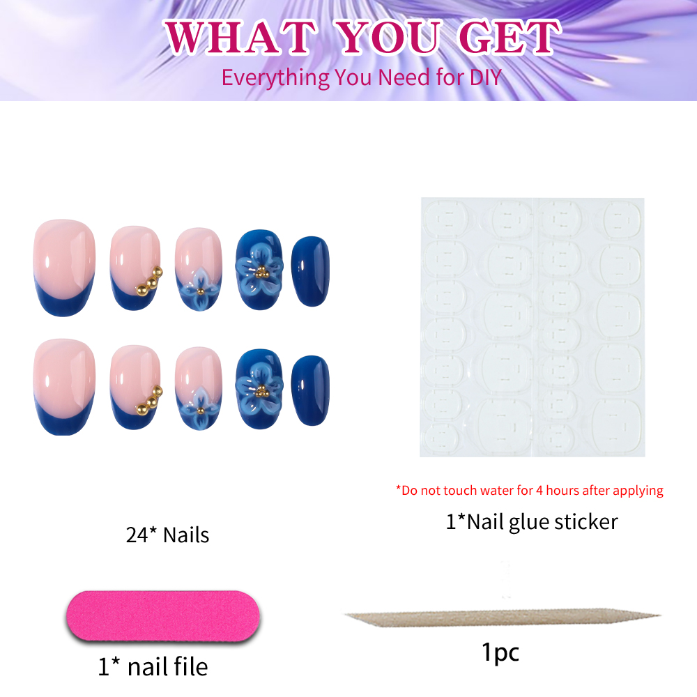 24pcs Short Oval 3D Gel Nail S - đánh giá và giá Nail Art Flower
