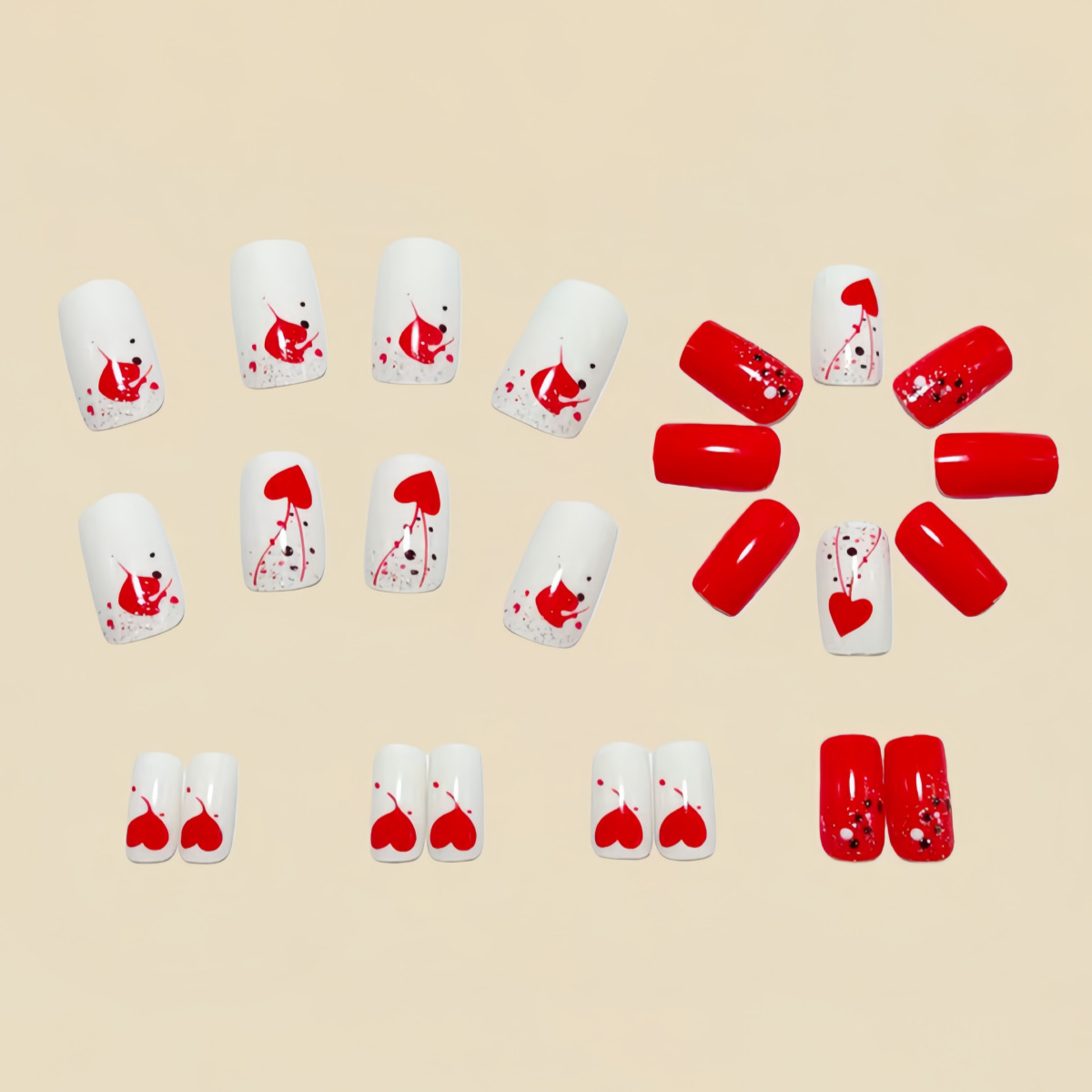 Short Medium fake nails for wo - đánh giá và giá Nail Art Red