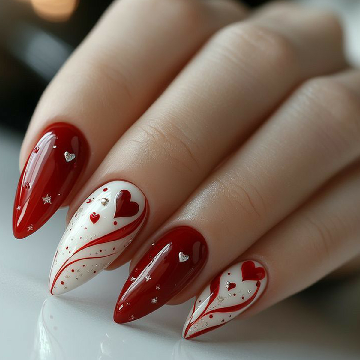 Short Medium fake nails for wo - đánh giá và giá Nail Art Red