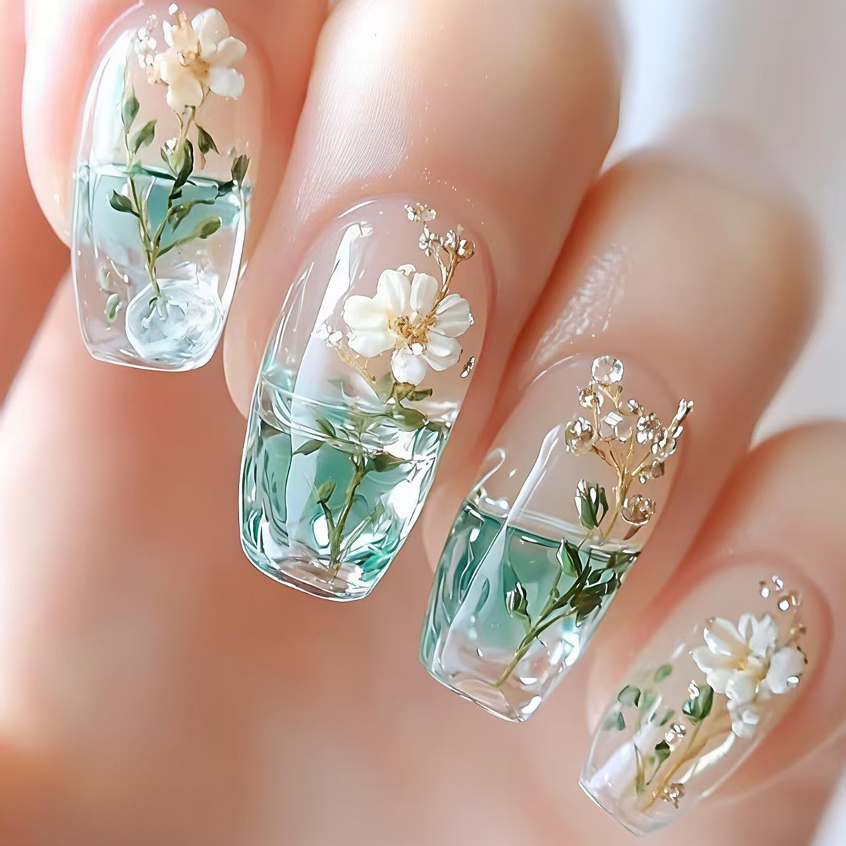 Medium fake nails for women gi - đánh giá và giá Nail Art Flower