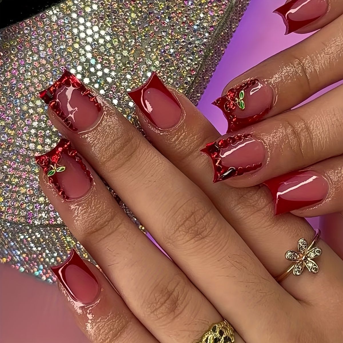 24pcs Finished Fake Nails Fren - đánh giá và giá Nail Art Red