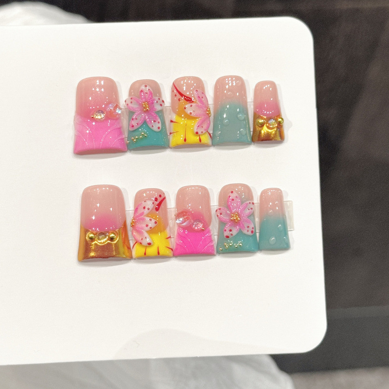10pcs Ocean Style Fake Nails D - đánh giá và giá Nail Art Flower