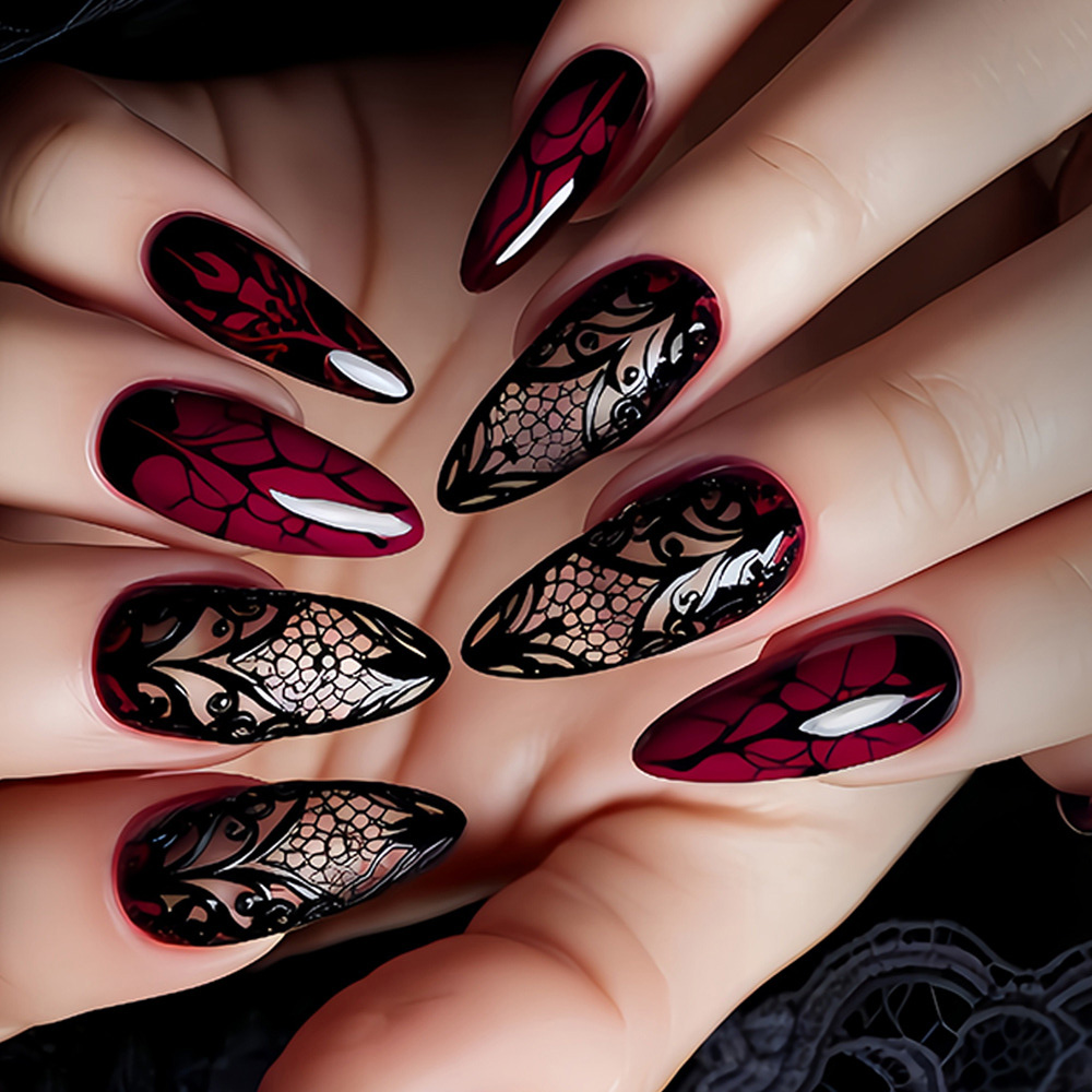 Medium fake nails for women da - đánh giá và giá Nail Art Red