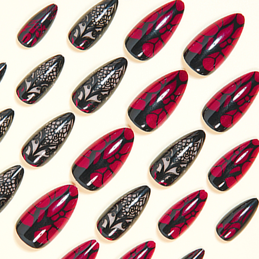 Medium fake nails for women da - đánh giá và giá Nail Art Red