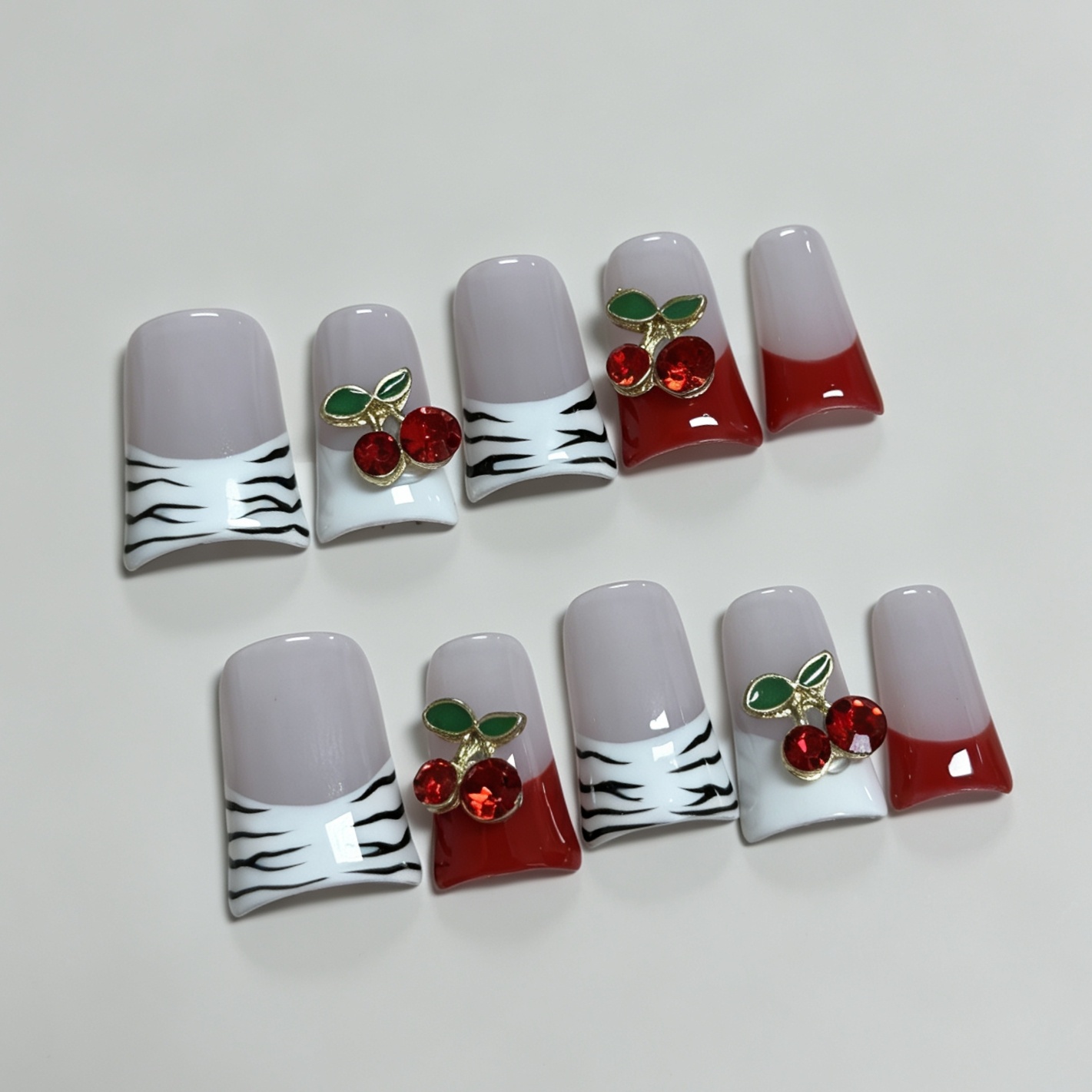 Medium Square 10Pcs French Pre - đánh giá và giá Nail Art Red