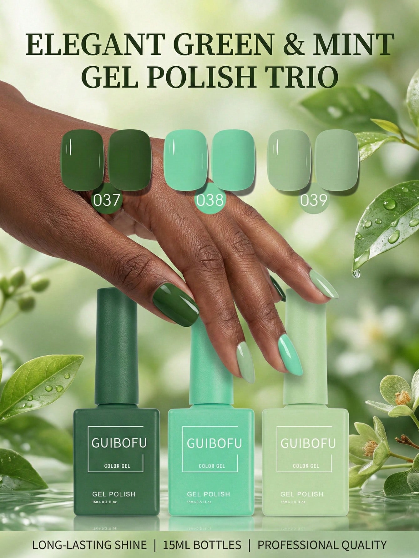 3Pcs/Set 15ml Forest Green Gel - đánh giá và giá Nail Art Emerald Green