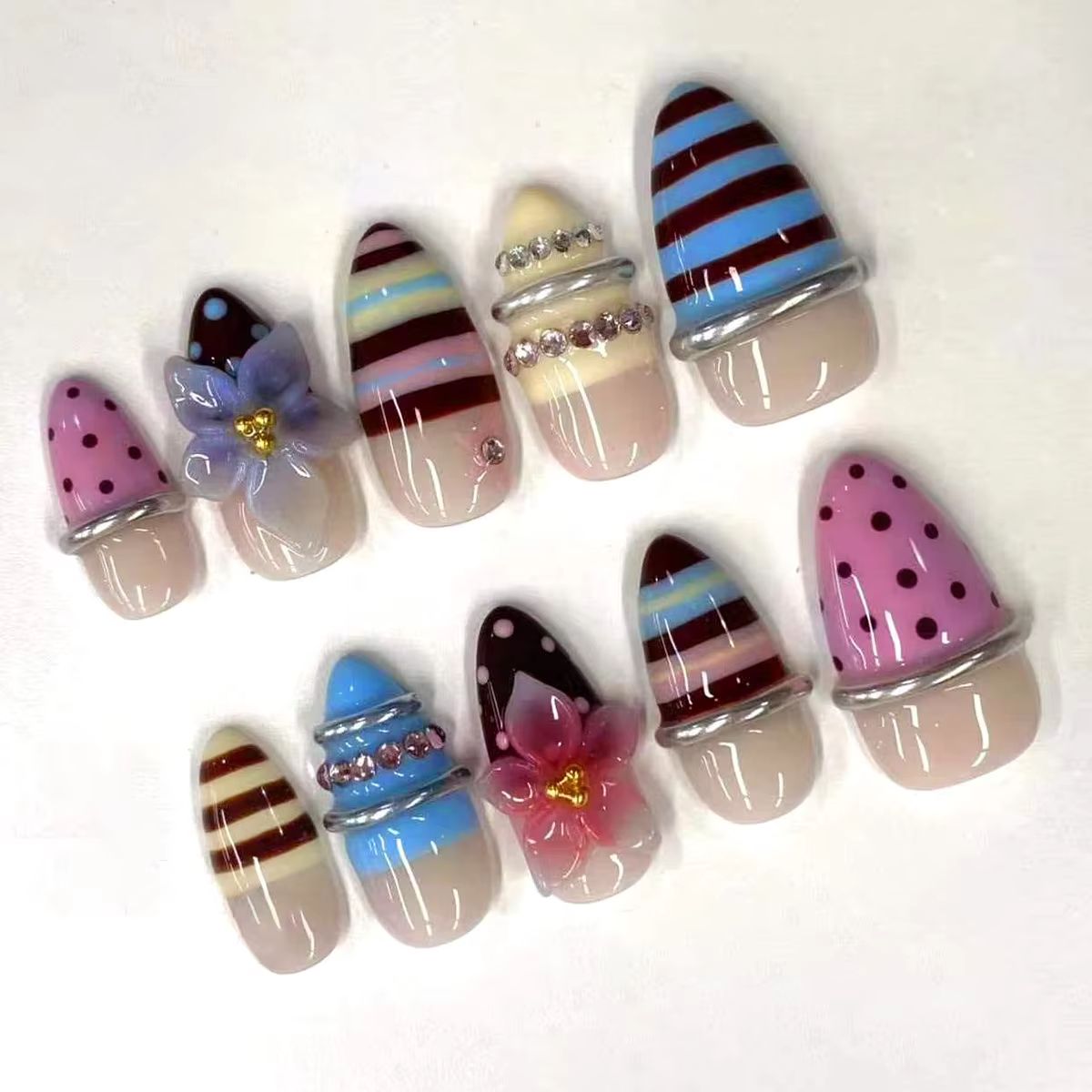 24Pcs Almond Press on Fake Nai - đánh giá và giá Nail Art Red Wine Cat Eye