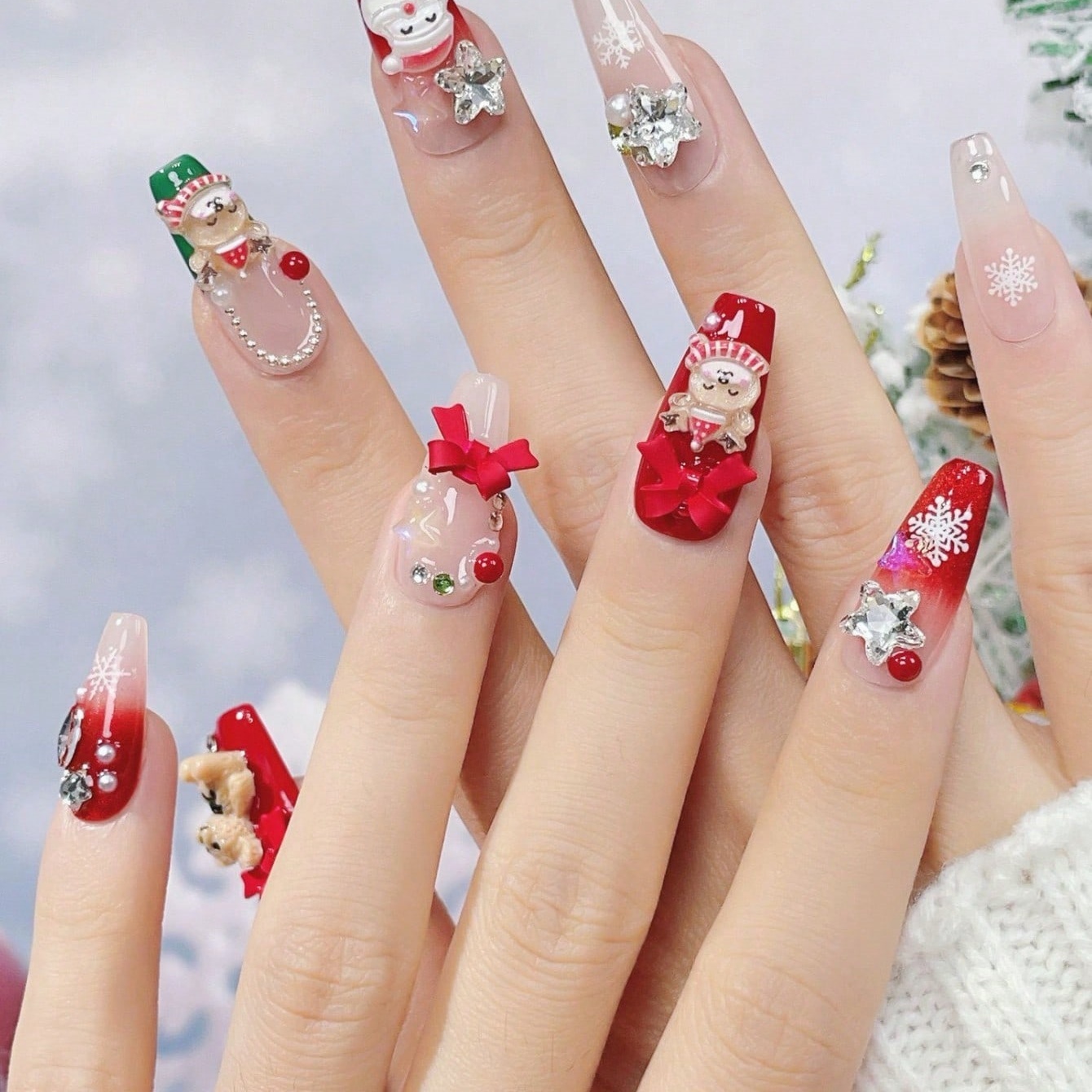 10pcs Handmade Coffin Shaped N - đánh giá và giá Nail Art Red