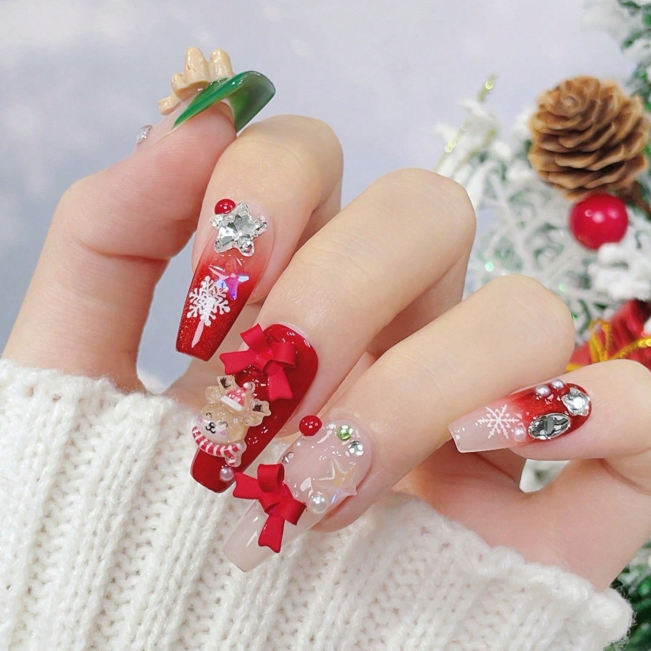 10pcs Handmade Coffin Shaped N - đánh giá và giá Nail Art Red