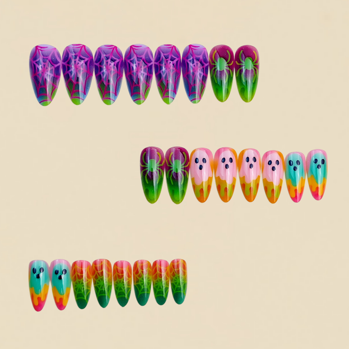 Neon Gradient Color Halloween  - đánh giá và giá Nail Art Full Color